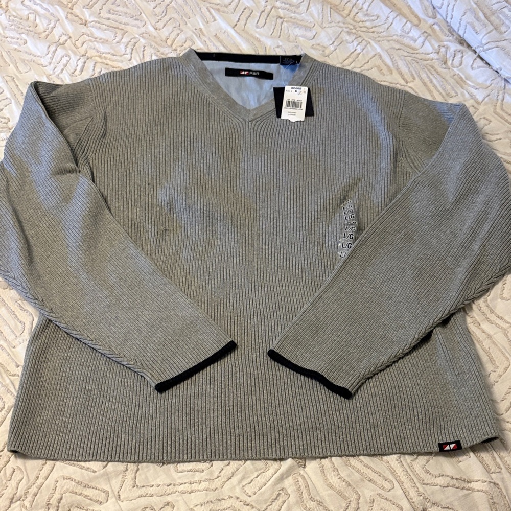 Vintage Men's V-Neck cotton Sweater by R&R